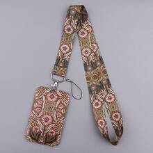 1 Piece Vintage Botanical Flower Lanyard & ID Badge Holder, Bohemian Floral Print Neck Strap, Card Protector For School Work Office, Unique Gift - Multicolor - View 6
