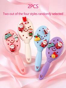 Christmas Hole Comb Christmas Series Air Cushion Comb, Christmas Cute Anti-Frizz Massage Comb, Portable Mini Hair Comb - Multicolor - View 8