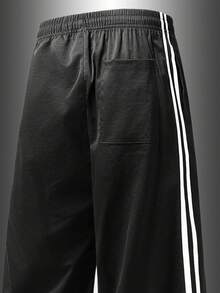 Men's Autumn/Winter Loose Soft Comfortable Breathable Casual Outdoor Hiking Running Striped Jogger Sports Pants - Black - View 5