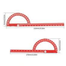 Angle Measuring Ruler With Dual Scales (Angle And Metric), 0-180° Adjustable Protractor, Laser Marked T-Square, Standard And 0-220mm Extended Options, Suitable For Woodworking Layout, Carpentry And Technical Drawing - Multicolor - View 6