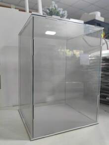 1pc Premium Transparent Acrylic Display Case - A Chic Collectible Storage Solution, Detachable Acrylic Display Box, Transparent Dust-Proof Display Case, Perfect For Placing Small Figurines, Action Figures, Collectibles, Etc., Available In Multiple Sizes, With White Base, Excellent Transparency, Dust-Proof And Durable - White - View 6