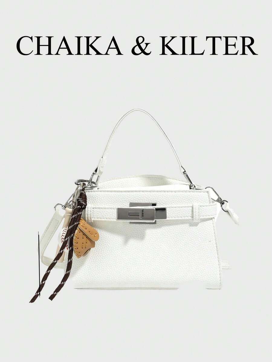 New Summer Lychee Pattern Fashion Women's Handbag, Fashionable Shoulder Strap Decoration Adjustable Shoulder Strap Shoulder Crossbody Bag, Minimalist Solid Color High-End Hardware Decoration Commuter Shoulder Bag (Sold With Pendant)