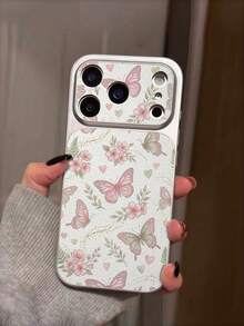 1pc New Fashion Butterfly Pink Floral Vintage Pattern Phone Case Large Window Metallic Paint Premium Texture Faux Leather PU Leather Shockproof Protective Shell Compatible With Apple/ Phones Compatible With Apple 18Pro/18ProMax/17/17Pro/17ProMax/16/16Pro/16ProMax/16Plus/15/15Plus/15Pro/15ProMax/14/14Pro/14ProMax/13/13Pro/13ProMax/12/12Pro/12ProMax/11/11ProMax/XR/XS/XSMAX/ Galaxy S26/S26 Plus/S25FE/S24/S23/S22/S21/A73/A57/A56/A33/A25/A16/A07/A05S/Shockproof Anti-Collision Protective Soft Shell - Multicolor - View 2