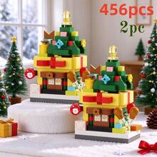 400pcs+6pcs Gift Box Edition Christmas Street Scene Series Micro Particle Building Block Toy Set, ABS Material, Creative DIY Handmade Assembly Toy, Stress Relief Healing Desktop Decoration, Adult Building Toy, Holiday Gift, Room Decor, Birthday Gift, Christmas Gift, Decoration, Commemorative, Holiday Gift Recommendation - Multicolor - View 17