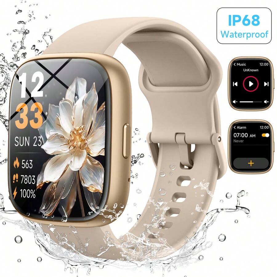 中性 IP68 防水 AI 智慧手錶,1.83 吋 HD 螢幕,支援 Alexa/健身追蹤,100+ 種運動模式,300mAh 長效續航,相容 iOS/Android,萬聖節禮物 - 彩色 - 查看 1