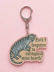 1/5Pcs Medieval Retro Funny Meme & Humorous Quote Theme Acrylic Keychains, Featuring Snail Creature, Frog Eating, Cat Fireplace, Rabbit Knight Duel Designs, Fashionable Bag Charms, Suitable For Retro Fans Gifts, Fun Collection, All Seasons - Multicolor - View 7