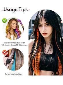 1pc Leopard & Striped Hair Extensions, Colorful Long Straight Clip-In Hair Pieces, Suitable For Women & Girls Daily Wear, Party, Halloween, Festival - Multicolor - View 8