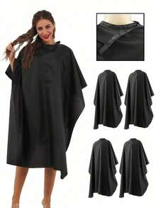 4/1pc Professional Hair Salon Apron - Extra Wide & Extra Long, Hair Styling Cape, Plus Size Friendly, Durable Black Material, With Adjustable Neck Strap And Buckle, Suitable For Hair Dyeing, Perming, Styling Protection - Multicolor - View 1