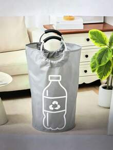 1pc Portable Foldable Laundry Bag With Lid, Large Capacity Dirty Clothes Basket & Trash Can, Space-Saving Storage Solution (Grey, 115L) - Multicolor - View 10