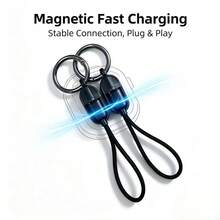 Portable Keychain Charging Cable For Watch, Magnetic Fast Charging Data Cable With Lanyard, Type-C Charging Cable, Stable Connection, Plug And Play - Black - View 6