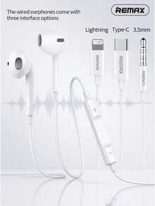 REMAX Wired In-Ear Headphones, Minimalist Design, Hair Accessory Style, Stylish And Beautiful, Comfortable To Wear, Equipped With Microphone, Enjoy Clear Sound Quality, Compatible With IPhone, IPad, Laptops, And Other IOS/Android Users - View 1