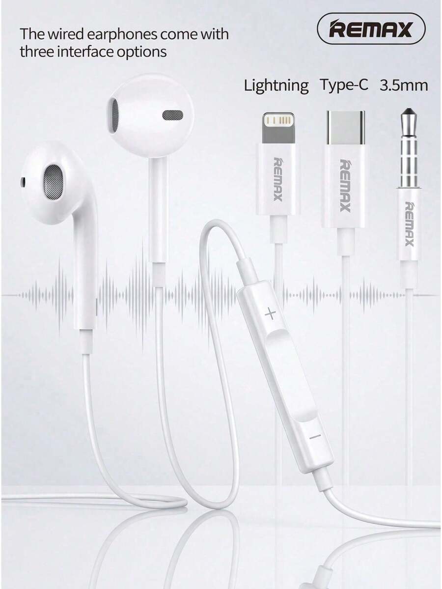 REMAX Wired In-Ear Headphones, Minimalist Design, Hair Accessory Style, Stylish And Beautiful, Comfortable To Wear, Equipped With Microphone, Enjoy Clear Sound Quality, Compatible With IPhone, IPad, Laptops, And Other IOS/Android Users - View 1