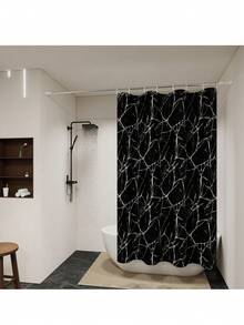 Tirai Mandi Motif Marmer Hitam Premium, Gaya Mewah, Mudah Dibersihkan, Tahan Lama, Tahan Air, Kedap Cahaya, Buram, Cocok Untuk Kamar Mandi, Hotel, Rumah, Sekolah, Tersedia Berbagai Ukuran, Dapat Diatur, Dengan Pengait - marmer hitam - View 5
