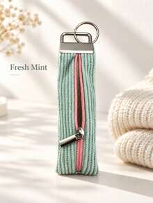 1pc Corduroy Fabric Keychain Pendant, Integrated Ring Design, Portable Storage Bag, Coin Purse Pendant, Car Key, Suitable As Women's Gift - Multicolor - View 7