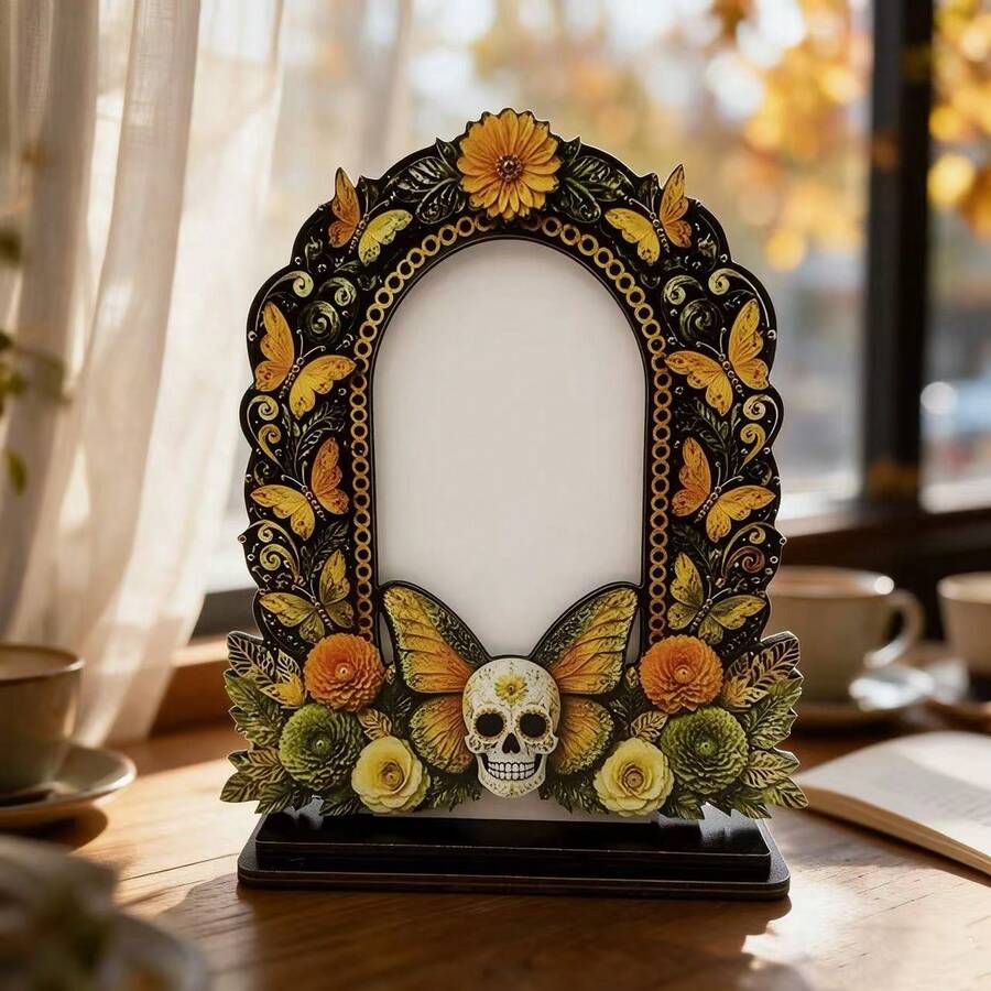 Day Of The Dead Wooden Photo Frame Decor, Memorial Holiday Atmosphere Decoration, Family Photo Album Ornament - A - View 1