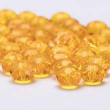 手工珠飾用扁圓玻璃珠 8mm/6mm/4mm (60/80/115顆) 可重複使用散珠 DIY 手作配件，亮面藍綠色 - 橘黃 - 查看 9