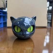 1pc Handmade Resin Black Cat Sculpture Figurine, Faux Marble Texture Desktop Art Decor, Creative Home Soft Furnishing Gift - Multiple Styles - View 14