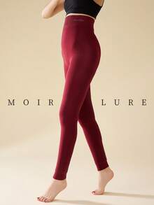 MOIRÉALLURE 1雙日常穿著抓絨內裡緊身褲 - 酒紅色 - 查看 6