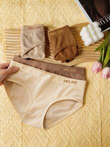 女款 4 件組美拉德色無縫內褲 中腰 高彈力 親膚內褲 - 彩色 - 查看 2
