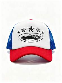 Trucker Hat For Men Women, 5 Star Graphic Print Mesh Baseball Cap, Casual Adjustable Snapback Cap Outdoor Streetwear - Sponge Mesh Cap - View 18