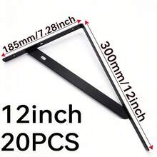 2pcs Black Triangle Brackets 6"/8"/10"/12" Heavy Duty Metal Shelf Brackets - L-Shaped Brackets For Floating Shelves, Support Corner Brackets For Home And Office - C - View 18