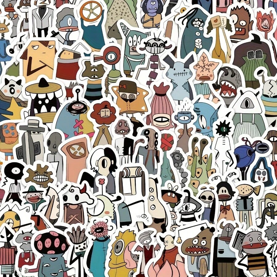 100pcs Little Monster Stickers, Simple Line Drawing Stickers, Creative ...
