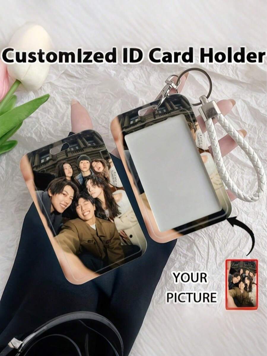 1pc Custom Photo Id Holder, Double-Sided Personalized Design, Custom With Your Photo, Suitable For Student ID, Work Badges, Public Transport Passes. - Multicolor - View 1
