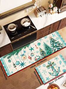 1/2 buah Karpet Dekorasi Dapur Natal, Karpet dan Alas Dapur Musim Dingin, Aksesori Dapur Anti Selip, Dapat Dicuci, Menyerap Air, Alas Dekoratif, Hadiah Liburan Natal! - MultiWarna - View 15