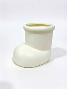 1pc Boot-Shaped Vase, White And Red Matte Flower Pot, Cute Creative Planting Pot, Suitable For Roses And Daisies, Modern Home Decor, Creative Flower Pot, White And Red Decoration, Cute Home Accent, Unique Gift - Multicolor - View 13