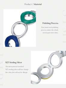 MODIAN 925 Sterling Silver Colorful Enamel Circle Ring Multi Color Hollow Stackable Finger Rings For Women Daily Jewelry Gift - Silver - View 5