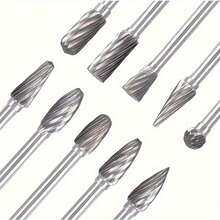 10pcs Alloy Steel Rotary Burr Set, Single Flute Rotary Cutting Burrs For Grinding, Polishing, Carving Steel, Wood, Metal, Stone, Tile - Suitable For Electric Drill, 10pcs High Performance Rotary File Set, Durable Woodworking And Grinding Milling Cutter Heads, Multi-Functional Design - 10 Pieces - View 4
