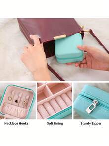 1pc Jewelry Storage Box, Large Capacity Jewelry Organizer, Mini Jewelry Box, Portable Travel Jewelry Box, Makeup Storage Box, Simple Travel Home Jewelry Box - Multicolor - View 7