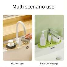 1pc Silicone Faucet Splash Guard Pad, Non-Slip Quick-Dry Absorbent Easy-To-Clean Bathroom Sink Drain Tray, Bathroom Sink Marble Countertop Organizer - Multicolor - View 9