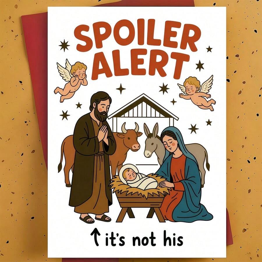 1PC Christmas Nativity Greeting Card, Featuring Mary, Joseph And Angel, Perfect For Holiday Greetings, Family Friends And Holiday Celebrations, With Humorous Envelope And Card - A - View 1