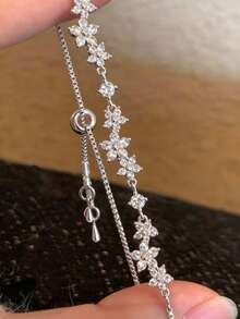 Shiny Cherry Blossom Bracelet, Small Flower Series, With Decoration - Multi-Functional High-End Accessory From Ins-Inspired Niche Collection - Gold - View 6