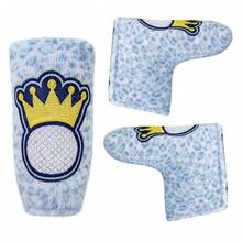 1PC Light Blue Leopard Plush Golf Putter Headcover, Golf Club Cover With Crown Embroidery, Golf Accessory For Mallet Putter,Novelty Golf Gift For Golfer - Multicolor - View 9