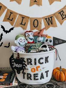 Etiquetas personalizadas para canastas de Halloween Boo - Etiqueta para cesta de tela de Halloween de 8 cm - Ver 10