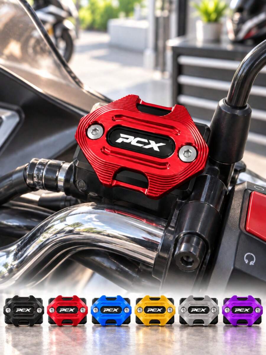 CNC Aluminum Alloy Brake Fluid Reservoir Cap For PCX125 PCX160, Motorcycle Front Brake Master Cylinder Cover, Anodized Alloy Handlebar Decorative Protective Cover, Scooter Racing Style Modification Accessory, Motorcycle Upgrade Part, High-End Styling Cover Kit