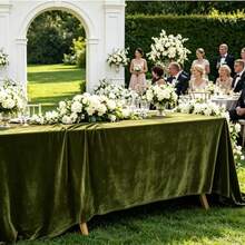 20 X 120 Inch 10ft Velvet Table Runner, Luxurious Thick Soft, Suitable For Christmas, Thanksgiving, Wedding Reception, Party Decoration - Olive Green - View 9