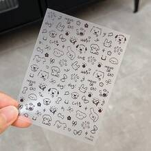 1pc/Cute Doodle Pet Nail Stickers Flat Cat Puppy Samoyed Nail Decals Minimalist Style Decoration - Multicolor - View 6