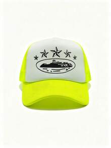 Trucker Hat For Men Women, 5 Star Graphic Print Mesh Baseball Cap, Casual Adjustable Snapback Cap Outdoor Streetwear - Sponge Mesh Cap - View 19