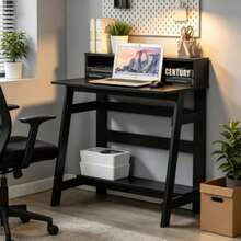 Engineered Wood SIMPLISTIC A Frame Computer Desk In Dark Walnut - Walnut - View 5