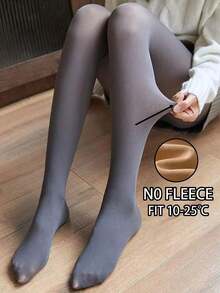 1pc 300g/220g/80g Women's Sexy Sheer Black Pantyhose, Autumn/Winter Sexy Style Leggings, Plus Size Thermal Lined Warm, Suitable For 0-15°C - Grey - View 1