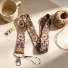 1 Piece Vintage Botanical Flower Lanyard & ID Badge Holder, Bohemian Floral Print Neck Strap, Card Protector For School Work Office, Unique Gift - Multicolor - View 4