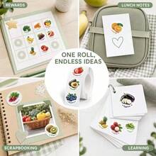 500pcs/Roll Colorful Cartoon Vegetable & Fruit Stickers, Self-Adhesive Decorative Decals, DIY Learning Stickers - M - View 2
