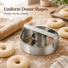 1 buah/2 buah Pemotong Donat, Cetakan Donat Stainless Steel Tugas Berat, Cocok untuk Membuat Donat, Membuat Kue Kering, Memotong Roti, Memanggang di Rumah, Memanggang DIY, Cetakan Kue Kering Multifungsi, Cetakan Kue Kering Tahan Lama untuk Memanggang dan Menghias - Anti Karat - Mudah Dibersihkan - View 6
