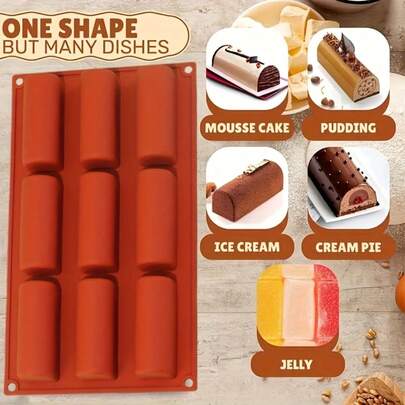 9-Cavity Square Protein Energy Bar Mold, Non-Stick Cavity, Suitable For Chocolate Cake Mousse, Ganache, Protein Bars, Cubes, Easy Release, Ideal For Bakeries And Commercial Use