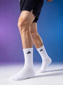1/5/10/20 Pairs Men's Mid-Calf Socks, Striped Waistband Simple Versatile, Comfortable Sports Casual Socks - Multicolor - View 5