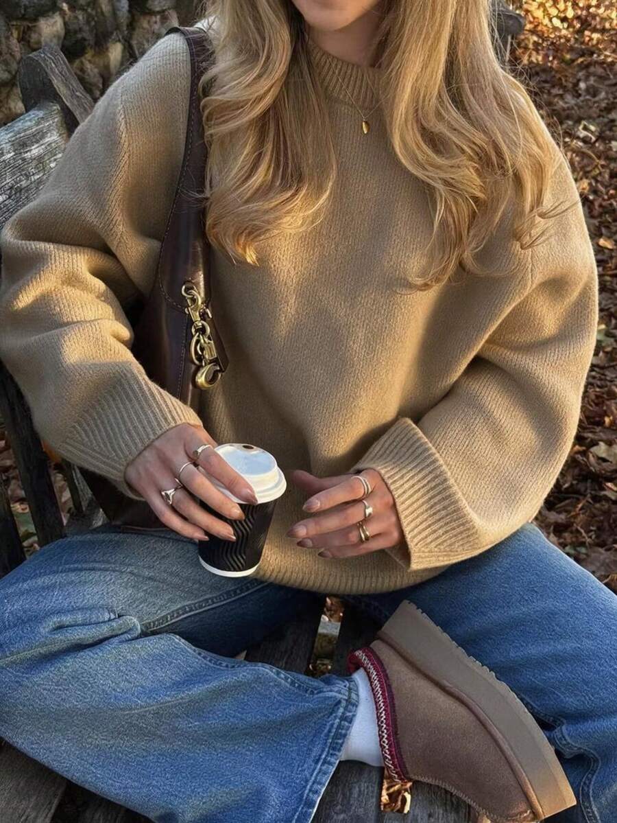 Women's New Autumn/Winter Round Neck Long Sleeve Knit Sweater, Casual Daily Commute College Style - Hua Ka Xing - View 1