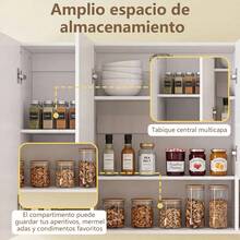 Alacena De Cocina Flotante Blanca Con 4 Puertas Y Entrepaños, Gabinete De Pared Organizador Multifuncional, Mueble Moderno Minimalista Para Almacenamiento - Blanco - Ver 3